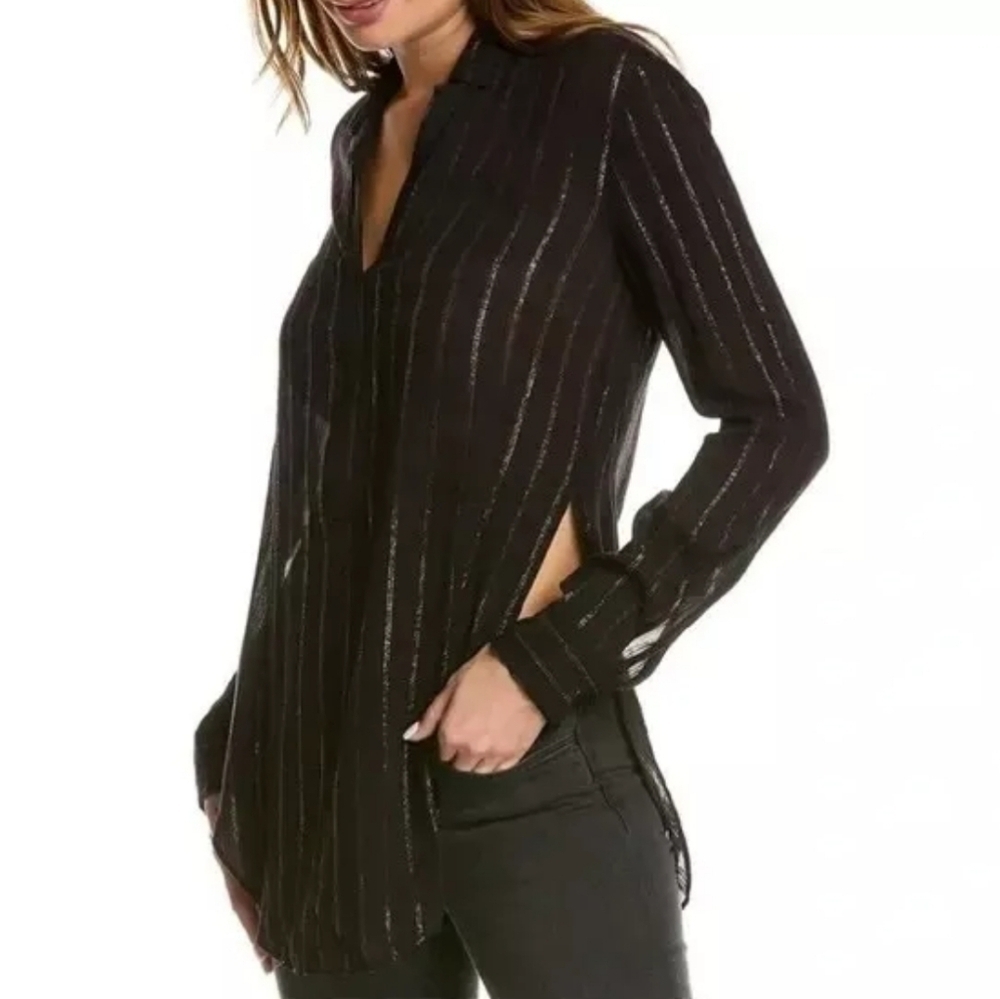 Allsaints Keri Striped Shirt Split Side